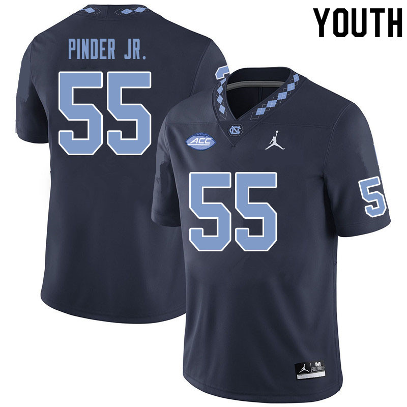 Youth #55 Clyde Pinder Jr. North Carolina Tar Heels College Football Jerseys Sale-Black